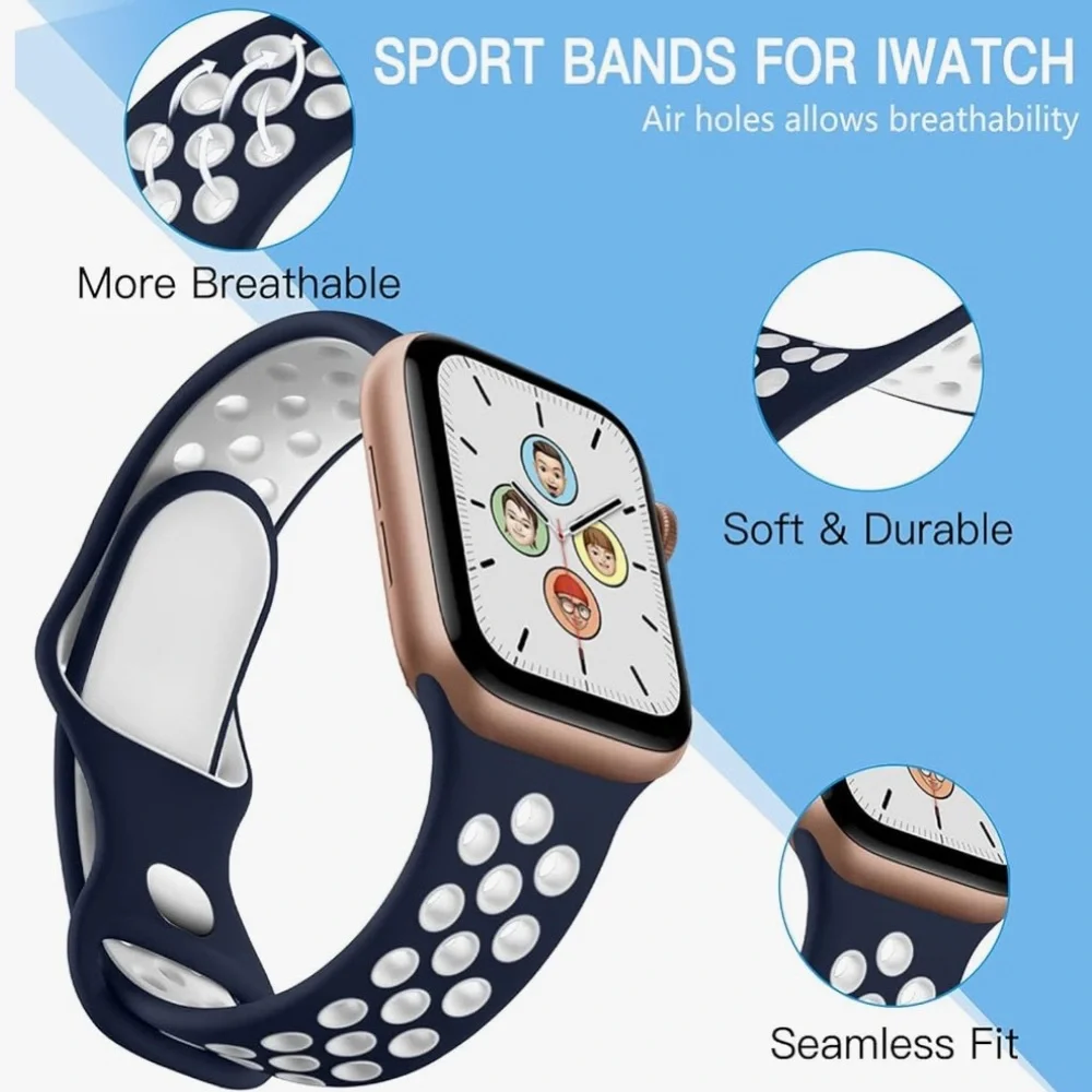 Blue/White Apple Watch Band Sport Bands